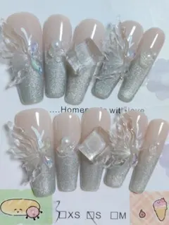 B6ハンドメイド ネイルチップ グリッターSサイズ10個セット