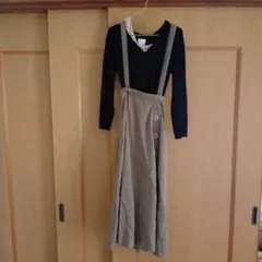 H&M Vネックニット マルチボーダーインナー付きセットアップ
