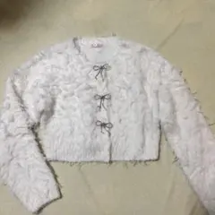 ホワイトファーカーディガン Mサイズ