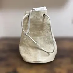 MARCO MASI マルコマージ クロコ型押しバケツ型ハンドバッグ　アイボリー