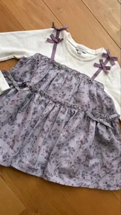 any FAM 花柄ドッキング長袖カットソー 110cm