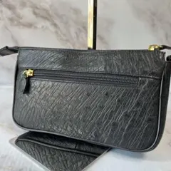 【美品】 ポシェット ショルダーバッグ 小物入れ レザー ブラック 黒