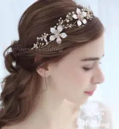 プラスル様専用♡ゴールド髪飾り➕シルバーフラワーイヤリング(加工)♡