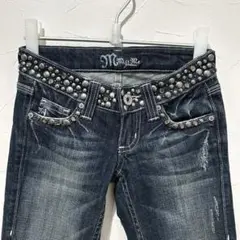 【美品】Miss Me スタッズ装飾 フレアデニム ブーツカット 23 XS
