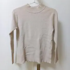 GLOBAL WORK ベージュ リブ編み 長袖 ハイネックセーター Mサイズ