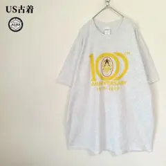 GILDAN　US古着　Tシャツ　100周年記念　USA直輸入　グレー　黄　XL