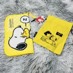 PEANUTS スヌーピー　マルチケース巾着　2点セットまとめ売り　イエロー