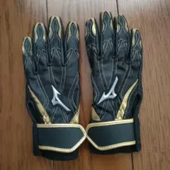 ジュニア　Mizuno バッティング用手袋 黒/金