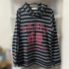 y2k ギャル フード付 パーカー ボーダー フェアリーグランジ パンク 古着