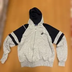 Nike 紺タグ　ジップパーカー Lサイズ グレー/ネイビー