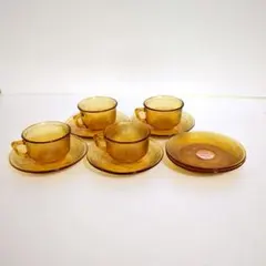 ビンテージ アルコロック シエラ アンバー カップ&ソーサー 昭和レトロ 4客