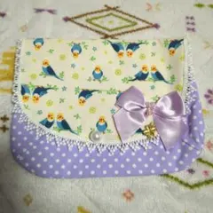 新品未使用　ハンドメイド　小鳥と花柄の移動ポケット ポシェット　ポーチ
