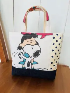 スヌーピー トートバッグ お弁当袋　お散歩バッグ　犬バッグのサムネイル
