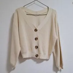 RETOROGIRL Vネック ニットカーディガン オフホワイト Mサイズ