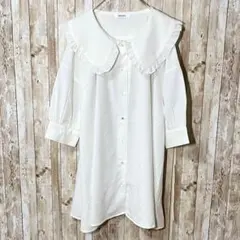 美品 INGNI フリルカラーブラウス M 白 カジュアル オシャレ