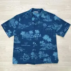 USA製ヴィンテージ古着90sハワイアンシャツ半袖アロハシャツ開襟グリーン緑L