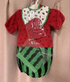 スイカ柄ロンパースセット（50-60） ４点セット