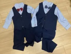 キッズ フォーマルスーツ兄弟セット 100cm 130cmネイビー