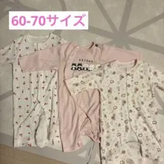 西松屋　ロンパース 60-70cm 3枚セットまとめ売り　女の子