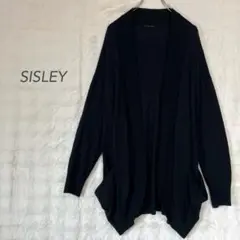 シスレー/ロングニットカーディガン/黒/羽織/冷房対策/大人きれいめ