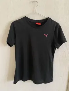 PUMA レディース Tシャツ Lサイズ 黒 ピンクロゴ