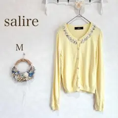 salire カーディガン ビジュー 長袖 イエロー M 　レーヨン100%のサムネイル