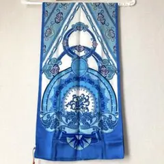 【新品未使用】WENSLI スカーフ ロング シルク 青 ブルー 匿名配送