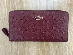 【COACH】バーガンディ エンボス　長財布