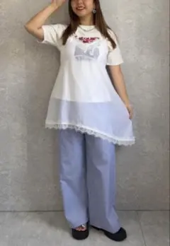 しまむら Helm ホワイト レース キャミ チュニック ビスチェ 古着 シアーのサムネイル