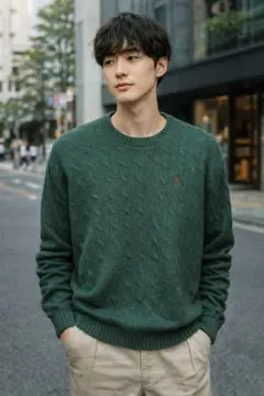 し*ん様 Polo Ralph Lauren ダークグリーン ケーブルニットセー