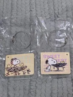 スヌーピー ウッドストック 木製キーホルダー 2点セット