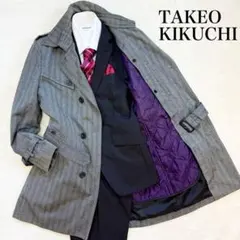 カシミヤ【美品】タケオキクチ 着脱可能：中わた入りライナー付トレンチ コート M