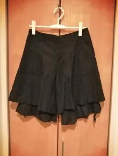 adam et rope アダムエロペ 重ね着風黒ショートパンツ　38　刺繍