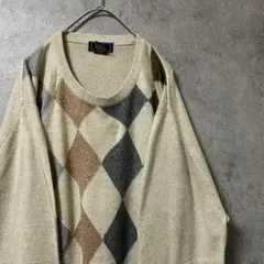 90s vintage 柄ニット　セーター　メンズ　L アクリル　古着　Y2
