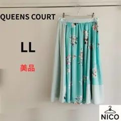 QUEENS COURT カラーフラワーキリカエスカート　花柄　　大きい　5