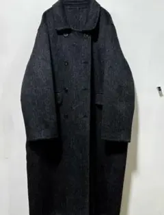 ウール混紡 ダークグレー ロングコート