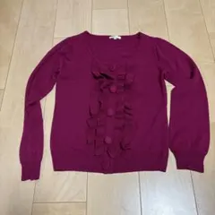 フリル付き長袖ニット　レディースＭ