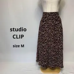 studioCLIP 小花柄　リバティ　フレア　ロング　スカート　ブラウン　M