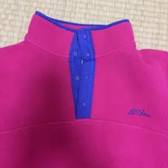 L.L.Bean フリース スナップT 刺繍ロゴ 好配色 ピンク80s90s