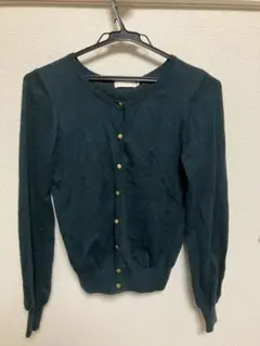 earth music&ecology 長袖カーディガン　S ブルーグリーン