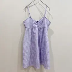 H&M DIVIDED 【S】ギンガムチェック キャミソールワンピース 薄紫