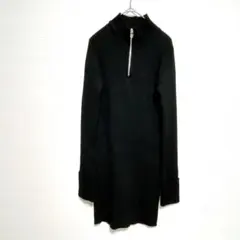 EMODA エモダ ハーフジップ ニットワンピース ミニ丈 ブラック Fサイズのサムネイル