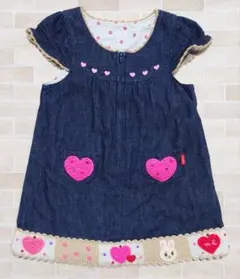 ミキハウス　MIKIHOUSE デニムワンピース　うさこのサムネイル