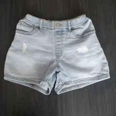 130cm ユニクロ デニムショートパンツ ショーパン 女の子 ダメージ加工