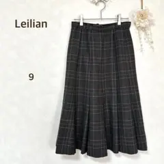 Leilian　レリアン　スカート チェック柄　プリーツ　ミモレ丈　毛100%のサムネイル