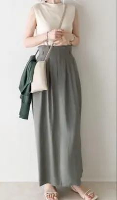 GU ミントグリーン ロングスカート Mサイズ スリット入り