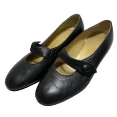 【美品】銀座ヨシノヤ (21.5) パンプス ベルト アーモンドトゥ 本革