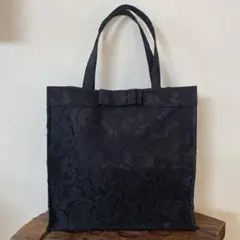 ⭐︎ハンドメイド⭐︎フォーマル サブバッグ オールブラック レース仕様 リボン付