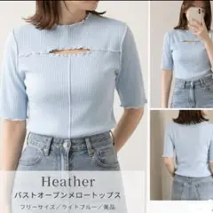Heather バストオープンメロートップス ライトブルー フリーサイズのサムネイル