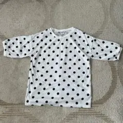 ドット柄 五分袖 Tシャツ ホワイト ブラックのサムネイル